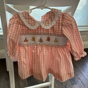 Stichy Fish smocked fall leaf dress